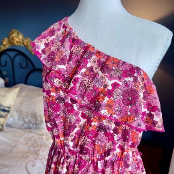 Liberty of London for Target Floral Pink and Purple One Shoulder Dress - Picture 4 of 12